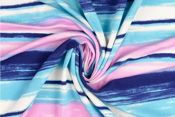 Viskose Jersey mit Streifen, blau, türkis, 0,5 m